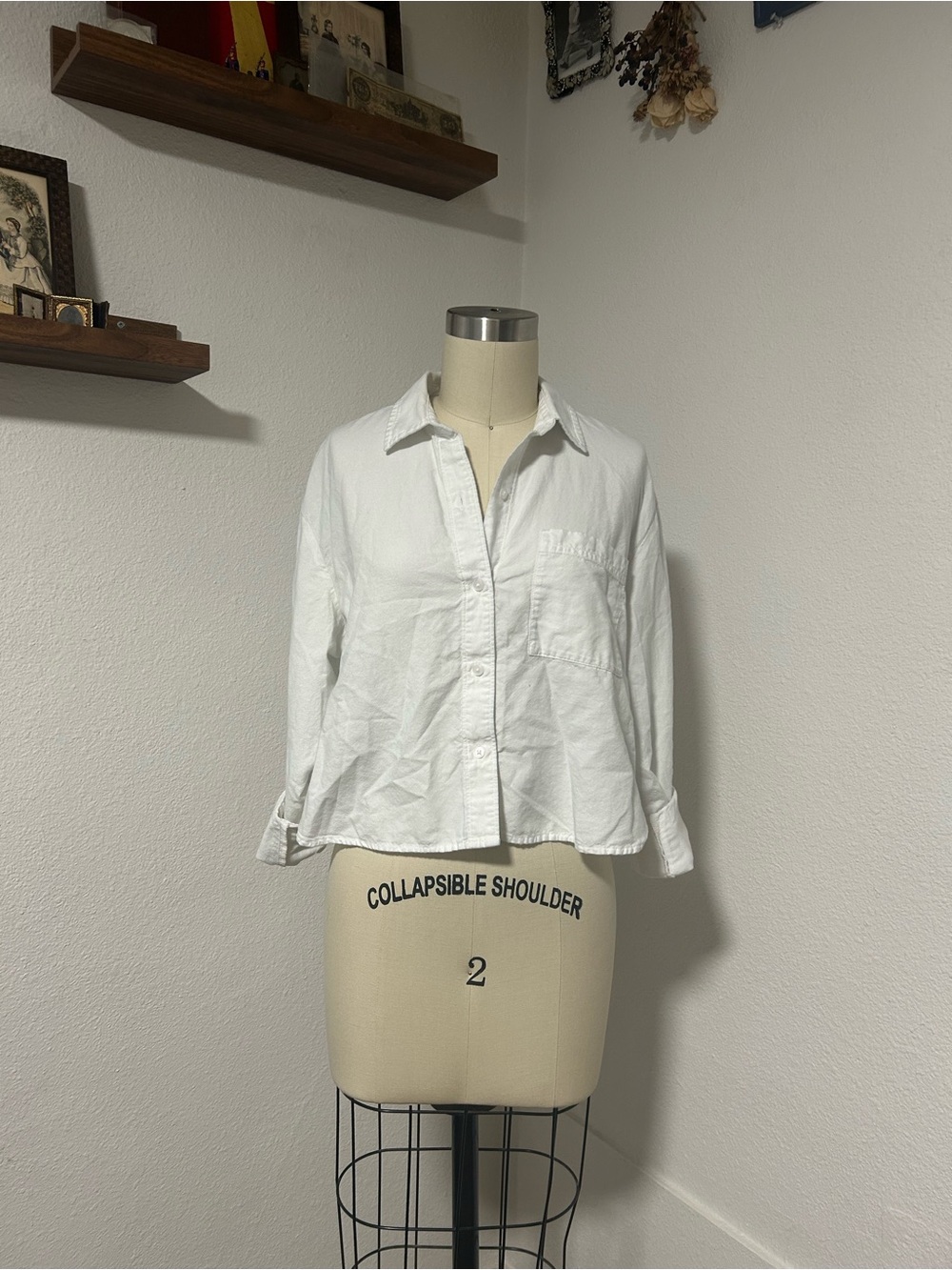 Old Navy White Cropped Button-Down Shirt